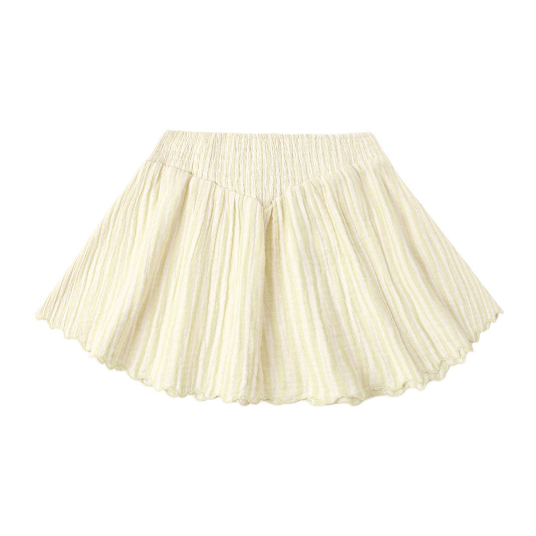 Rylee and Cru  Citron Stripe Smocked V Mini Skirt