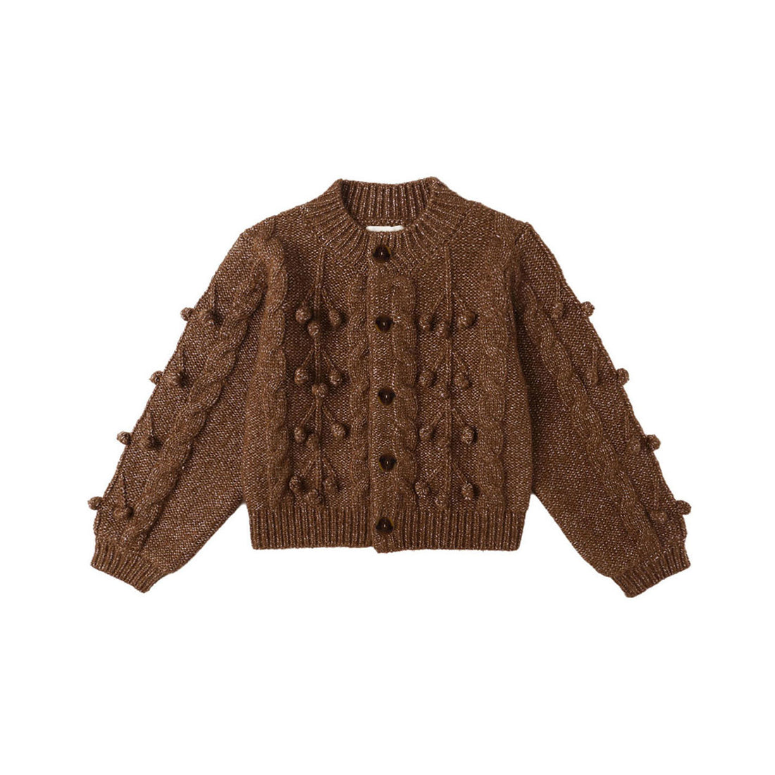 Rylee and Cru Brown Bobble Cardigan