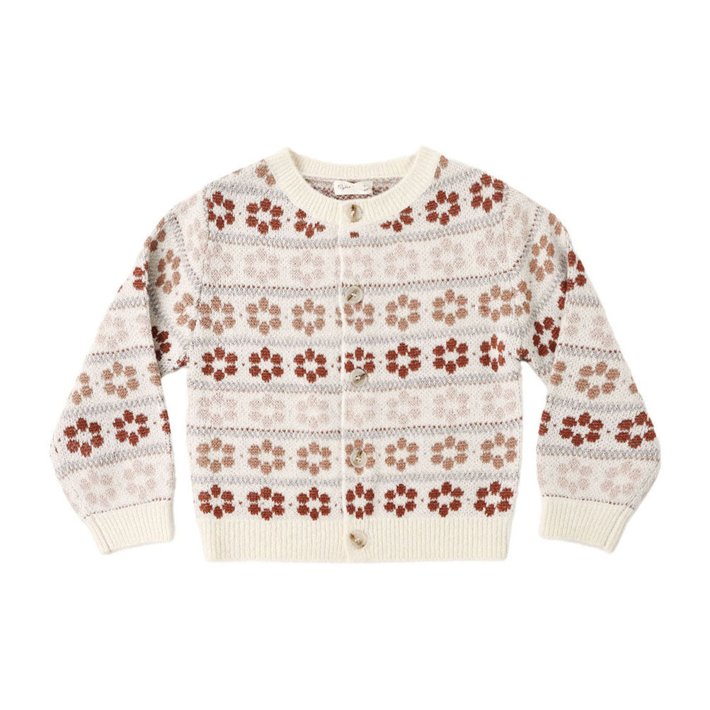 Rylee and Cru Natural Flower Fair Isle Cheyenne Cardigan
