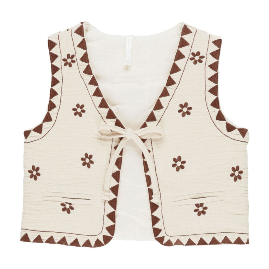 Rylee and Cru Natural Embroidered Vest