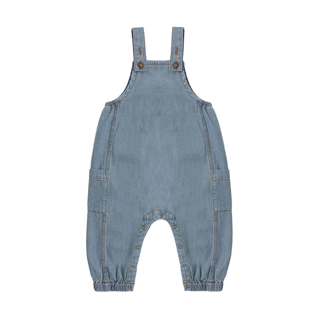 Rylee and Cru  Washed Blue Cargo Baby Overall