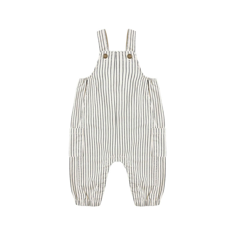 Rylee and Cru Navy Pinstripe Cargo Baby Overall