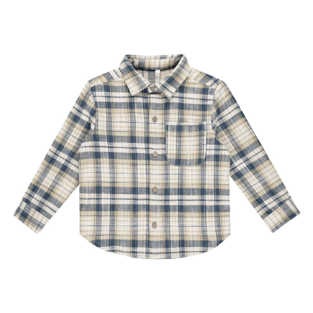 Rylee and Cru Indigo Plaid Collared Long Sleeve Shirt