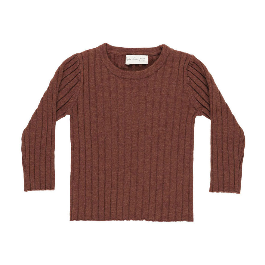 Rylee and Cru Brick Long Sleeve Knit Top