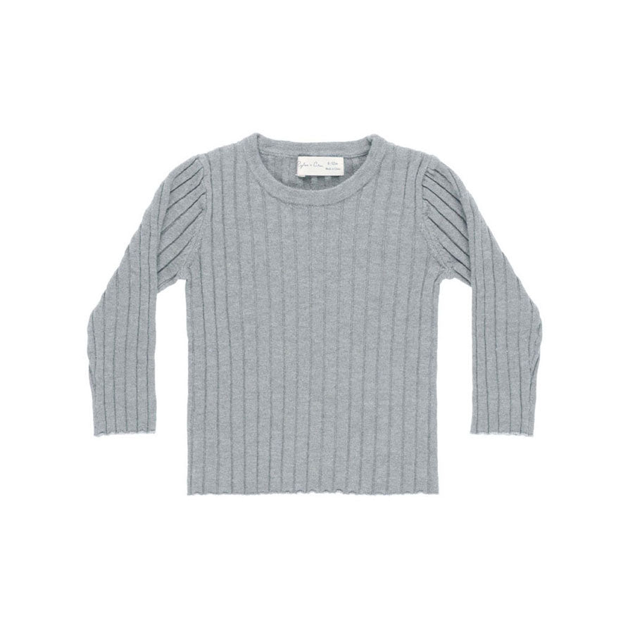 Rylee and Cru Dusty Blue Long Sleeve Knit Top