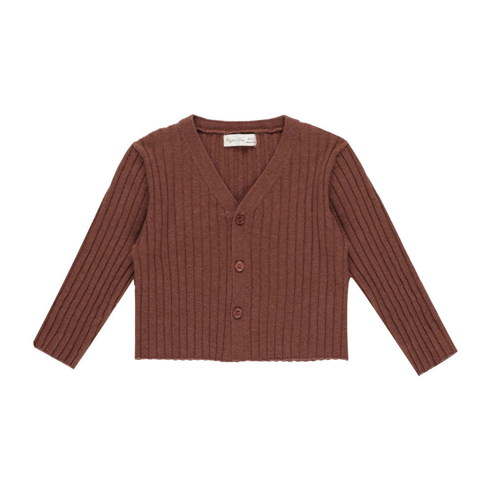 Rylee and Cru Brick Long Sleeve Knit Button Top