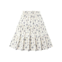 Rylee and Cru Blue Floral Ruffle Tiered Midi Skirt