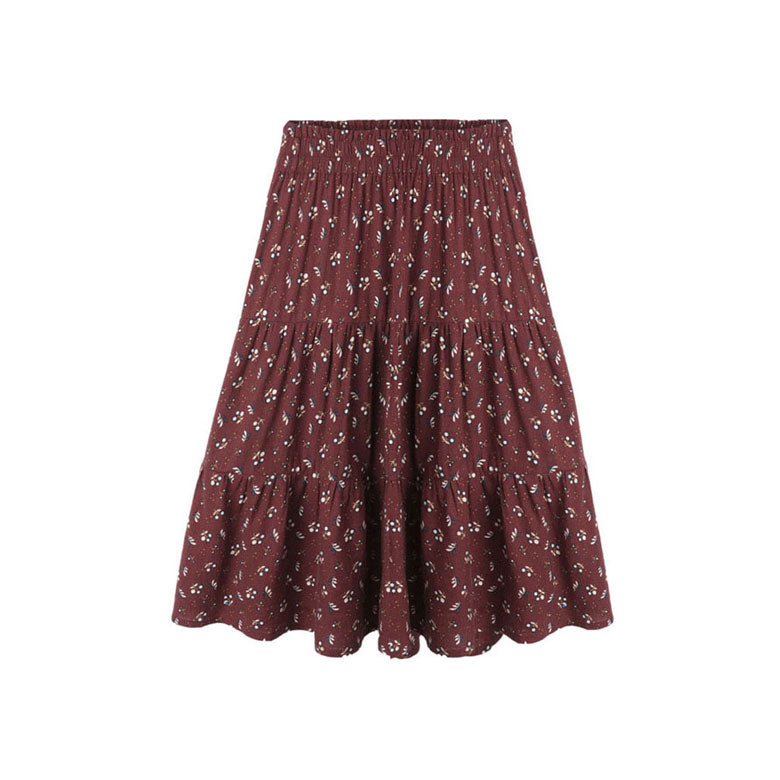 Rylee and Cru Harvest Berry Ruffle Tiered Midi Skirt