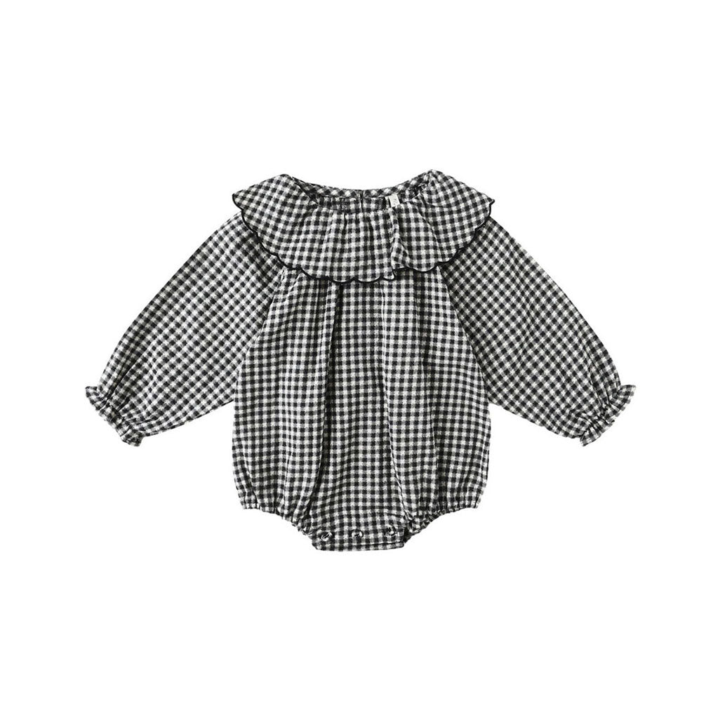 Rylee and Cru Black Gingham Colette Romper