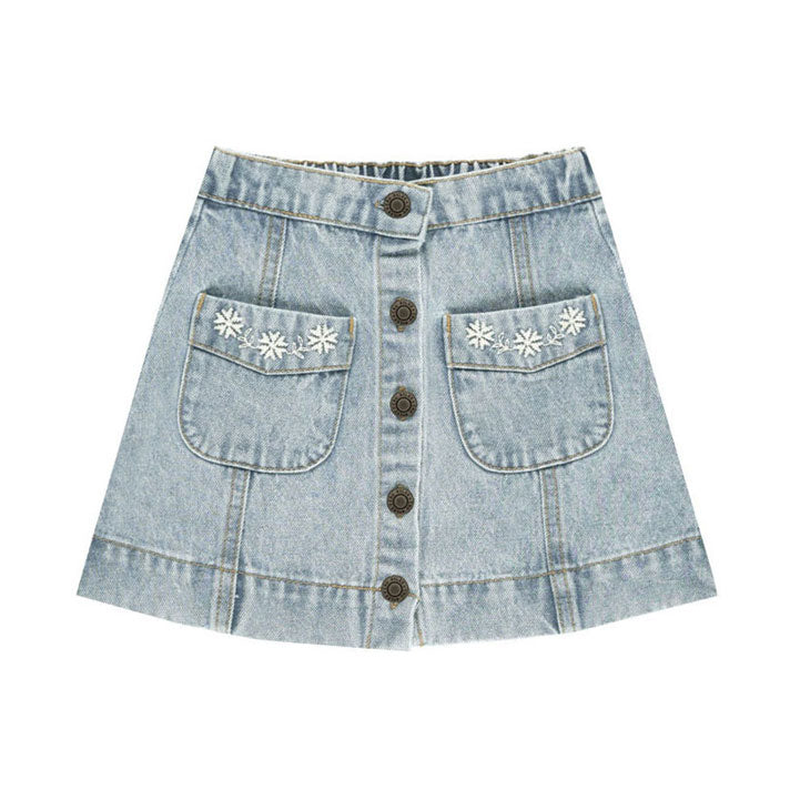 Rylee and Cru Light Washed Denim Denver Mini Skirt