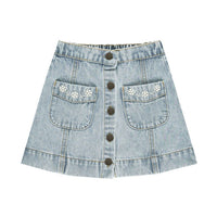 Rylee and Cru Light Washed Denim Denver Mini Skirt