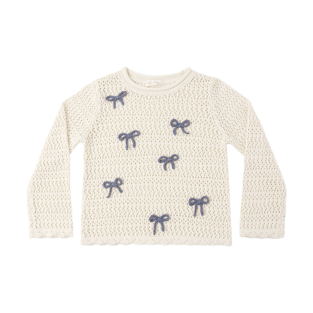 Rylee and Cru  Natural Bows Crochet Knit Pullover