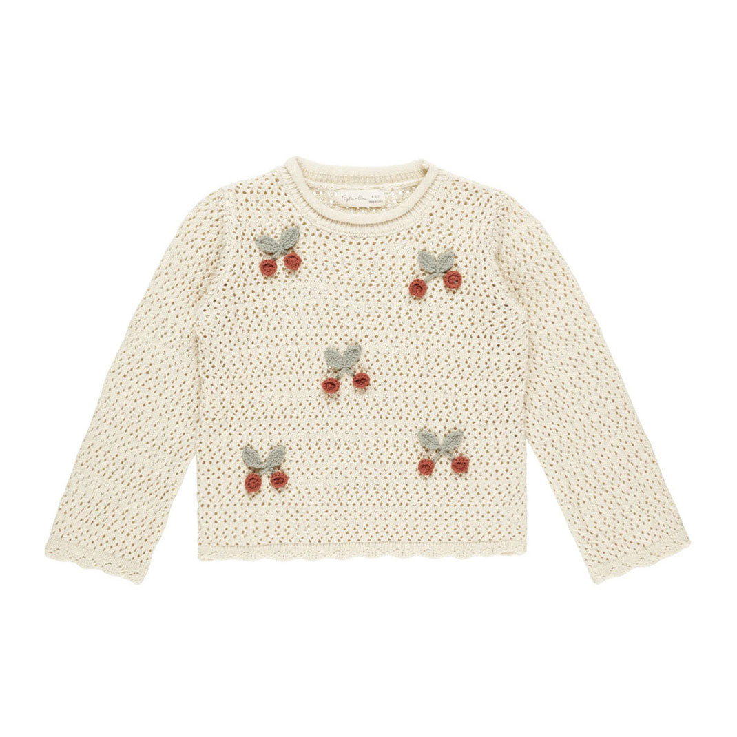 Rylee and Cru Cherries Crochet Knit Pullover