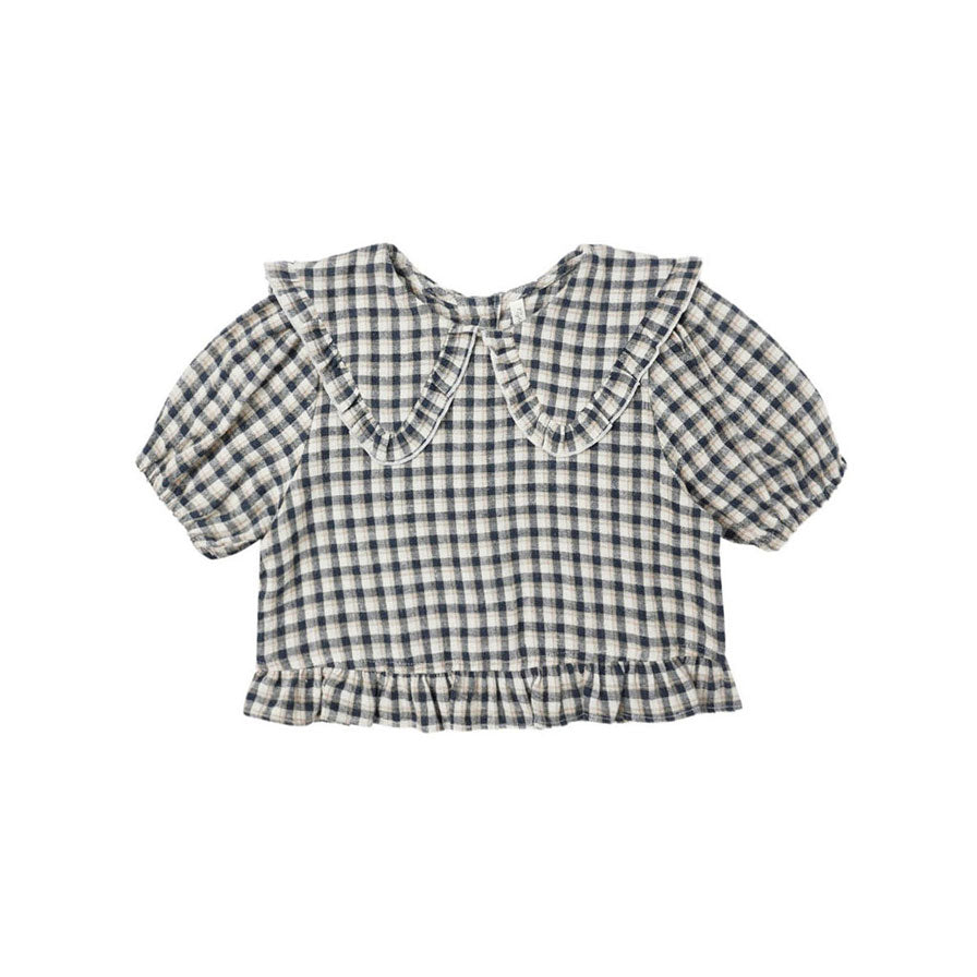 Rylee and Cru Navy Check Prairie Blouse