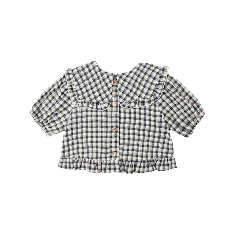 Rylee and Cru Navy Check Prairie Blouse