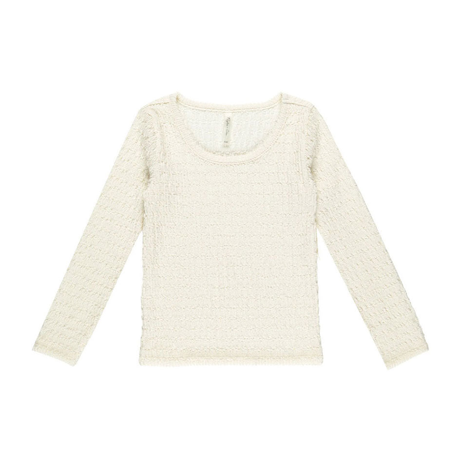 Rylee and Cru Ivory Textured Long Sleeve Top