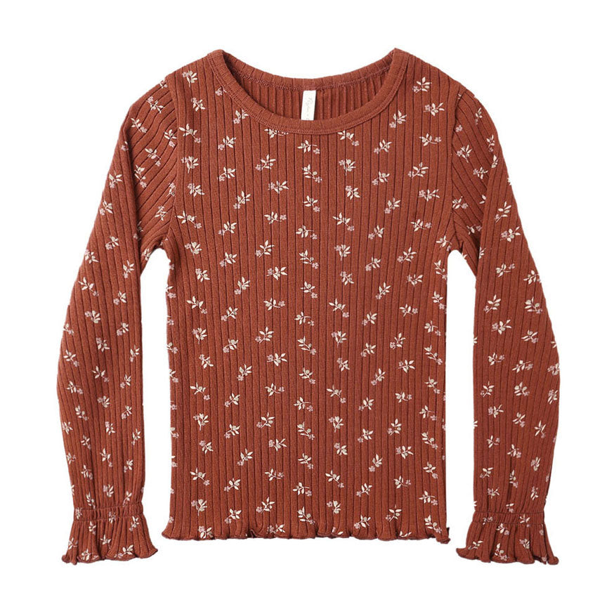 Rylee and Cru Ruby Ditsy Ribbed Long Sleeve Top