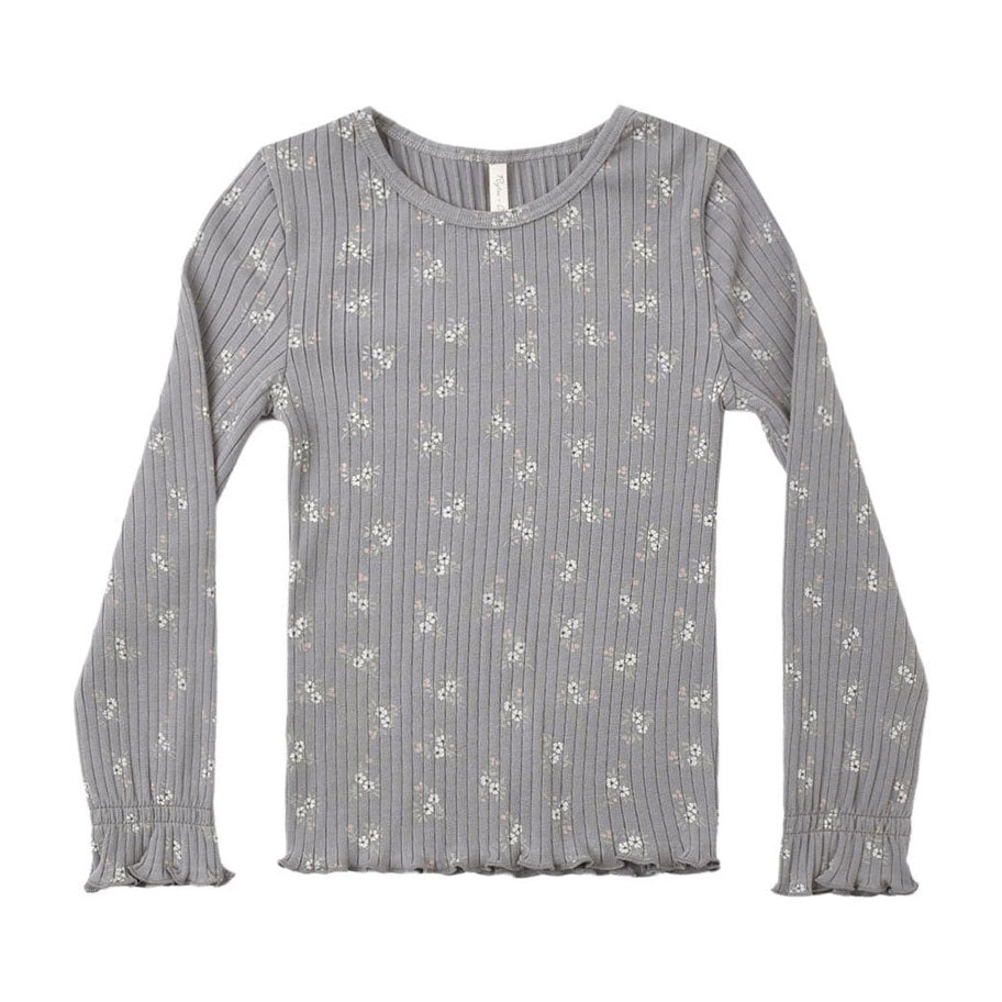 Rylee and Cru Slate Bloom Ribbed Long Sleeve Top