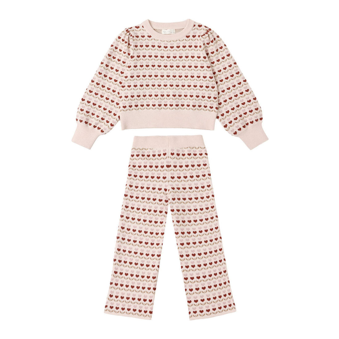 Rylee and Cru Ruby Hearts Jacquard Knit Set