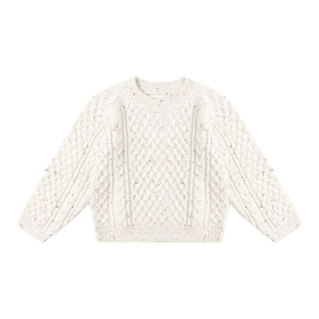 Rylee and Cru Natural Speckled Cable Knit Sweater