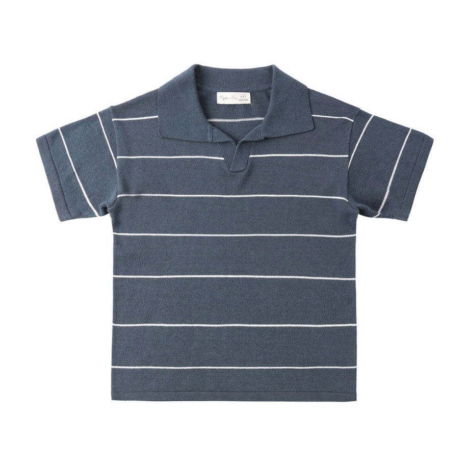 Rylee and Cru Navy Stripe Chandler Knit Polo