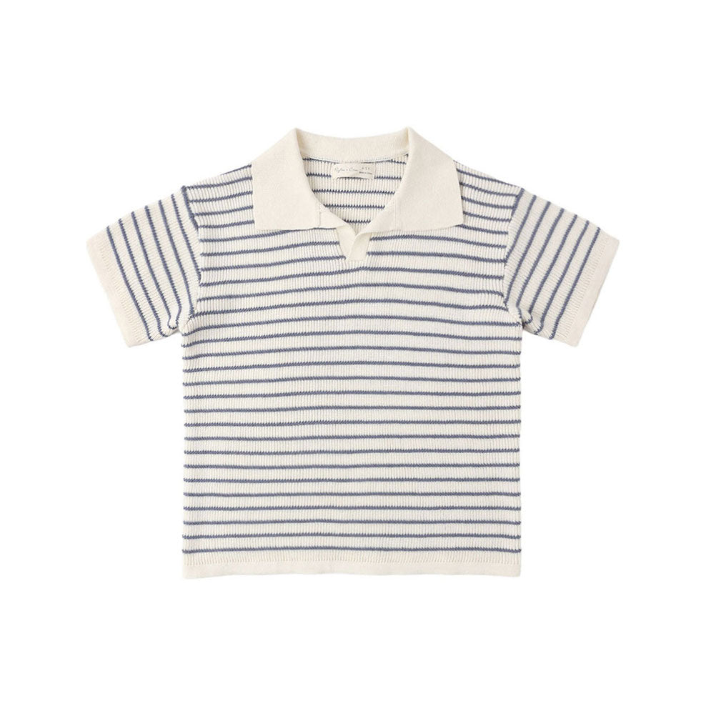 Rylee and Cru  Ivory Marine Stripe Chandler Knit Polo