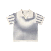 Rylee and Cru  Ivory Marine Stripe Chandler Knit Polo