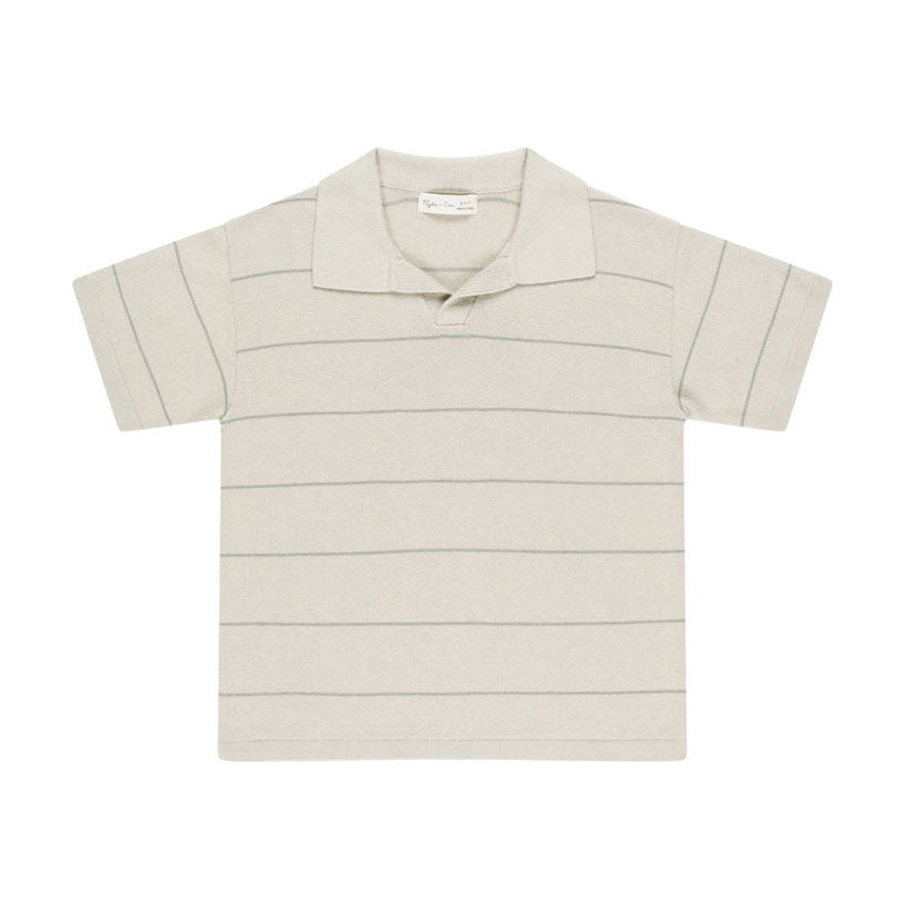 Rylee and Cru Eucalyptus Stripe Chandler Knit Polo