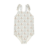 Rylee and Cru Ivory Garden Grid Positano One-Piece