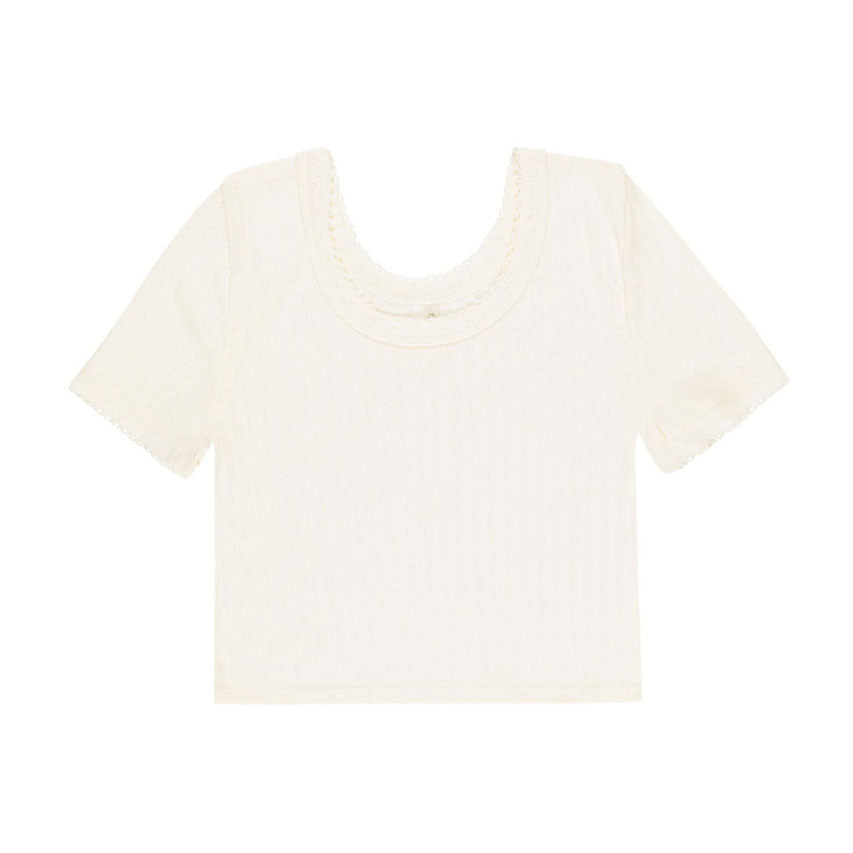 Rylee and Cru Ivory Pointelle Tee