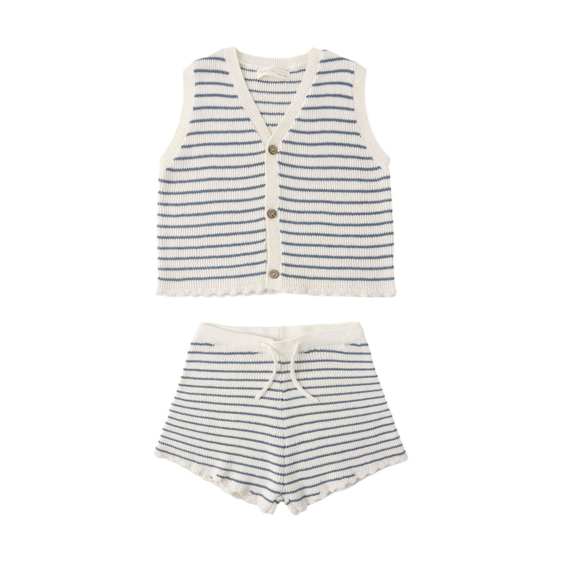 Rylee and Cru  Ivory Marine Stripe Knit Vest Set