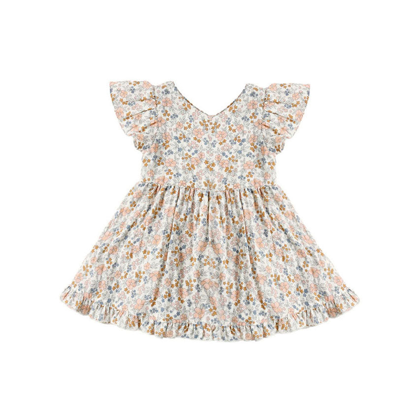 Rylee and Cru  Ivory Flower Field Lila Romper