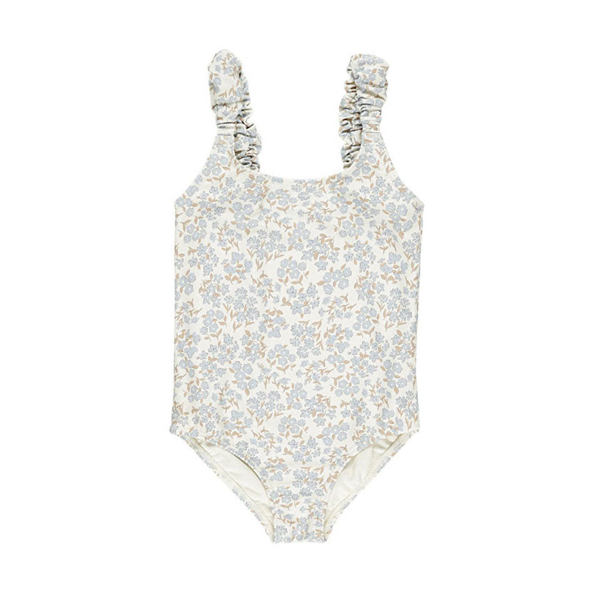 Rylee and Cru Blue Ditsy Scrunch One-Piece