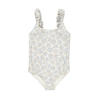 Rylee and Cru Blue Ditsy Scrunch One-Piece