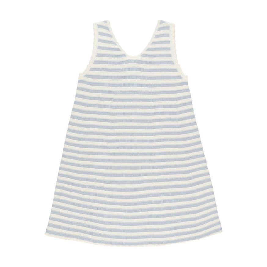 Rylee and Cru Blue Stripe Crochet Tank Mini Dress