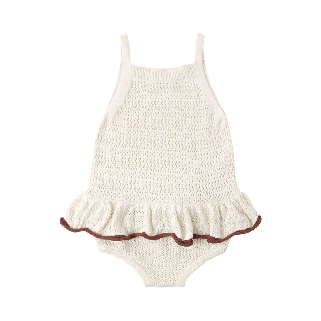 Rylee and Cru  Natural Crochet Ruffle Romper