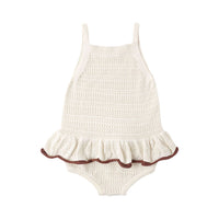 Rylee and Cru  Natural Crochet Ruffle Romper