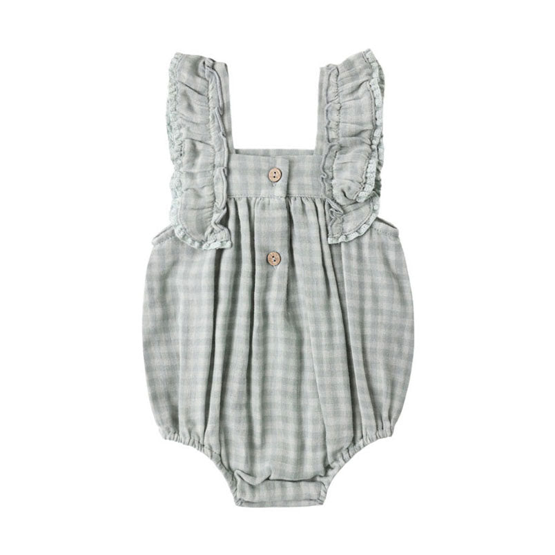 Rylee and Cru  Green Gingham Maya Romper