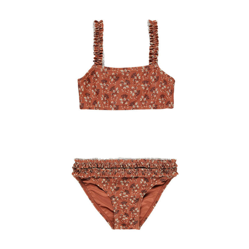 Rylee and Cru Red Floral Rouched Bikini
