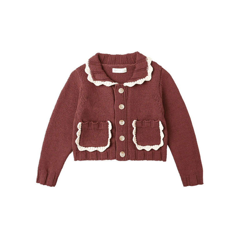 Rylee and Cru Burgundy Collared Cardigan
