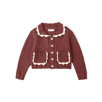 Rylee and Cru Burgundy Collared Cardigan
