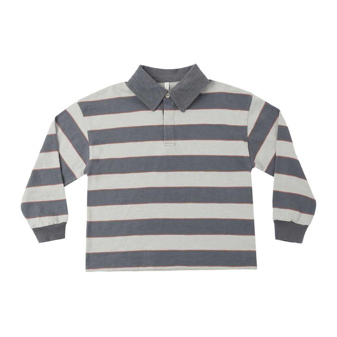 Rylee and Cru Midnight Sage Stripe Rugby Polo