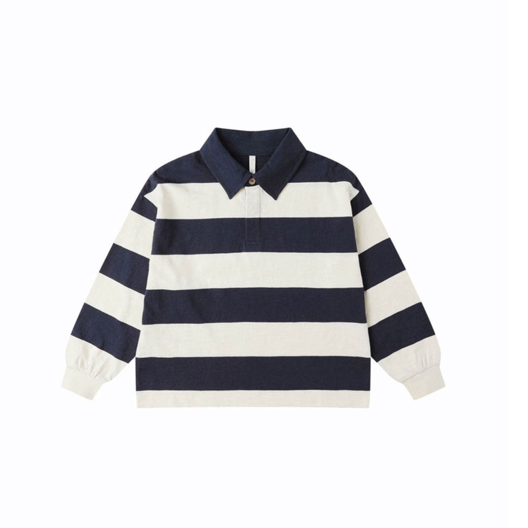 Rylee and Cru Navy Stripe Rugby Polo