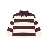 Rylee and Cru Burgundy Stripe Rugby Polo