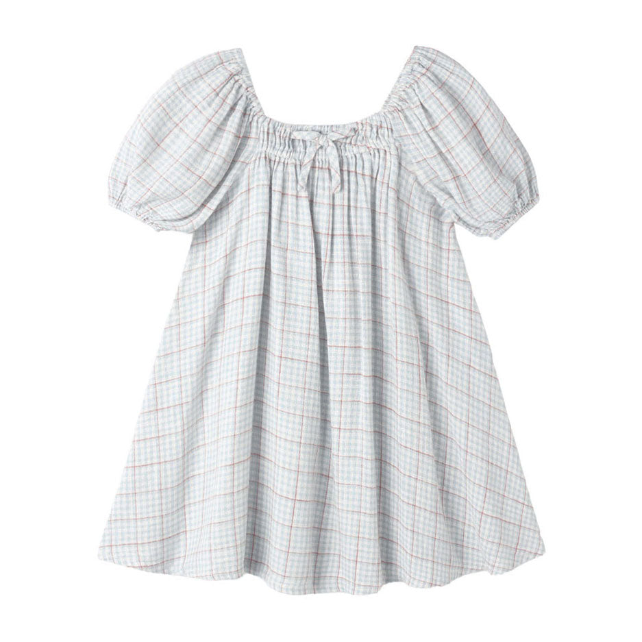 Rylee and Cru Light Blue Plaid Sabrina Mini Dress