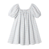 Rylee and Cru Light Blue Plaid Sabrina Mini Dress