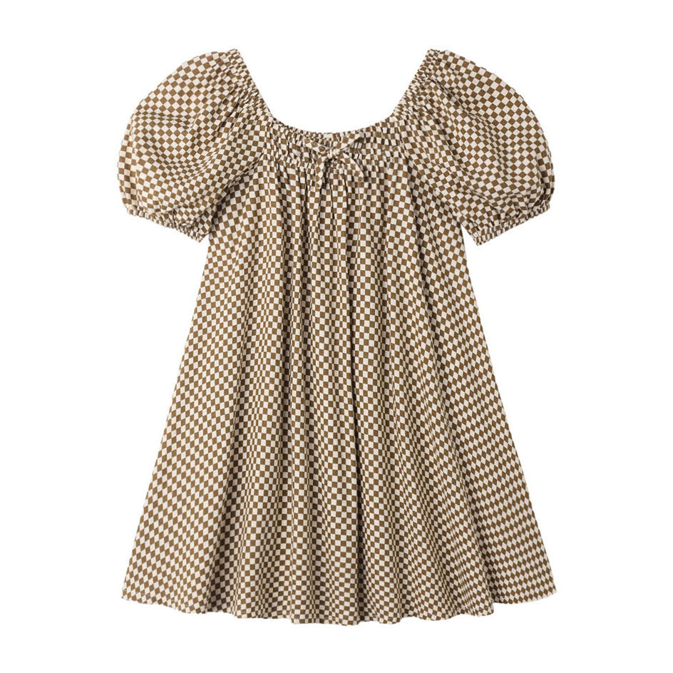 Rylee and Cru  Ocre Check Sabrina Mini Dress