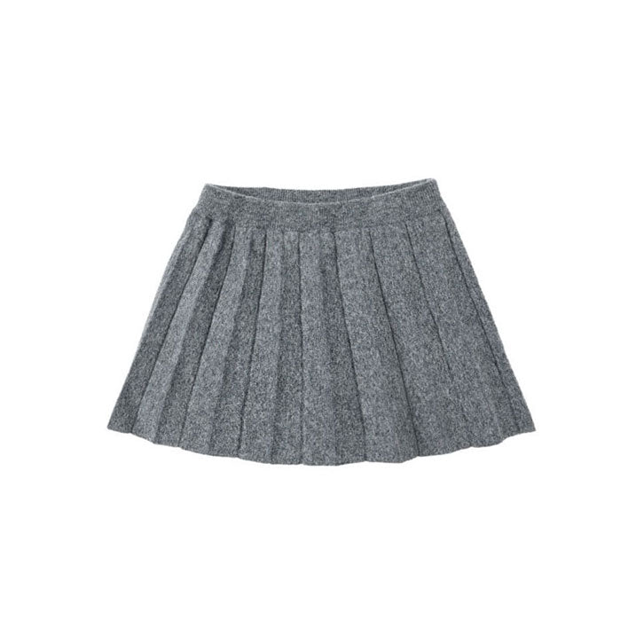 Rylee and Cru Heathered Grey Knit Pleated Skirt