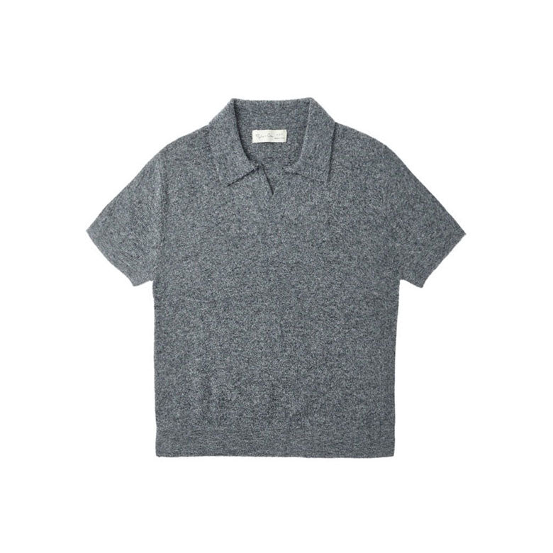 Rylee and Cru Heathered Grey Knit Polo