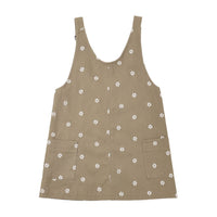Rylee and Cru Olive Embroidered Daisies V-Neck Overall Dress